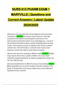 NURS 615 PHARM EXAM 1 MARYVILLE | Questions and Correct Answers | Latest Update 2024/2025