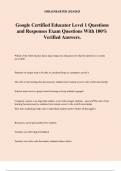 Google Certified Educator Level 1 Questions and Responses Exam Questions With 100% Verified Answers.