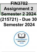 FIN3702 Assignment 2 (COMPLETE ANSWERS) Semester 2 2024 (215721)- DUE 30 September 2024  ;100% trusted complete, trusted solutions and explanations (unisa ) assignments