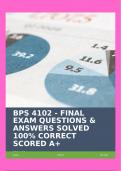 BPS 4102 - FINAL EXAM QUESTIONS & ANSWERS SOLVED 100% CORRECT SCORED A+