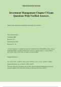 Investment Management Chapter 5 Exam Questions With Verified Answers.