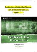 Solution Manual For Federal Tax Research, 13th Edition by Roby Sawyers, Steven Gill, Verified Chapters 1 - 13, Complete