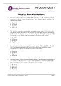 Infusion Rate Calculations quiz 1 Questions And answers | 2022 latest update 