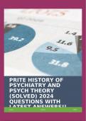 PRITE HISTORY OF PSYCHIATRY AND PSYCH THEORY (SOLVED) 2024 QUESTIONS WITH LATEST ANSWERS!!