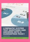 LYMPHATIC SYSTEM TEST QUESTIONS AND ANSWERS WITH A GUARANTEED PASS!!