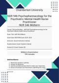 NUR 546 Psychopharmacology for the Psychiatric-Mental Health Nurse Practitioner PMHNP 2024-2025 NUR 546 Midterm Actual Exam Review Questions and Answers | 100% Pass | Grades A+| Guaranteed Success