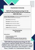 NUR 546 Psychopharmacology for the Psychiatric-Mental Health Nurse Practitioner PMHNP 2024-2025 NUR 546 Final Exam Actual Exam Review Questions and Answers | 100% Pass | Grades A+| Guaranteed Success