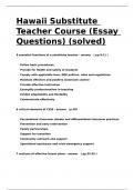 Hawaii Substitute Teacher Course (Essay Questions) (solved).