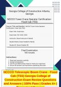 NCCCO Telescopic Boom Crane - Fixed Cab (TSS) Georgia College of Construction Exam Review Questions and Answers | 100% Pass | Grades A+ | Guaranteed Success