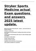 Stryker Sports Medicine actual Exam questions and answers 2025 latest update.