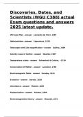 Discoveries, Dates, and Scientists (WGU C388) actual Exam questions and answers 2025 latest update