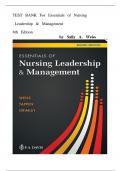 TEST BANK For Essentials of Nursing Leadership & Management 8th Edition 2024, by Sally A. Weiss, Verified Chapters 1 - 16, || Complete Newest Version || Grade A+.