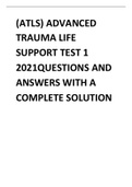 ATLS Advanced Trauma Life Support Test 1 Questions And Answers With Complete Solution