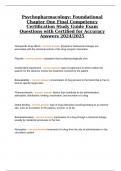 Psychopharmacology; Foundational Chapter One Final Competency Certification Study Guide Exam Questions with Certified for Accuracy Answers 2024/2025