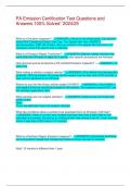 PA Emission Certification Test Questions and Answers 100% Solved``2024/25 What is a Emission Inspector? - <<ANSWER>>Good for the whole state. Can preform Visual Anti-Tampering Check, Gas Cap, Two-Speed Idle Test, ASM5015 (Dynamometer), OBD I/M