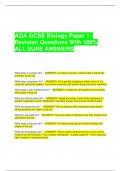 AQA GCSE Biology Paper 1 - Revision Questions With 100% ALL SURE ANSWERS