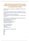 HESI (health assessment) FINAL EXAM  COMPLETE QUESTIONS AND ANSWERS  A+ GRADED SOLUTIONS 