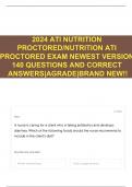 2024 ATI NUTRITION PROCTORED/NUTRITION ATI PROCTORED EXAM NEWEST VERSION 140 QUESTIONS AND CORRECT ANSWERS|AGRADE|BRAND NEW!!