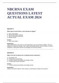 NBCRNA EXAM QUESTIONS LATEST ACTUAL EXAM 2024