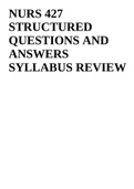 NURS 427 STRUCTURED QUESTIONS AND ANSWERS