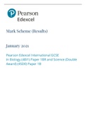 Pearson Edexcel International GCSE In Biology (4BI1) Paper 1BR and Science (Double Award) (4SD0) Paper 1B Mark Scheme (Results) January 2021