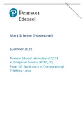 Pearson Edexcel International GCSE in Computer Science (4CP0_2C) Paper 02  : Application of Computational Thinking -  Java || MARK SCHEME 2021.