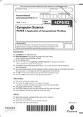 Pearson Edexcel International GCSE (9–1) || Computer SciencePAPER 2: Application of Computational Thinking || QUESTION PAPER 2021.