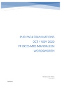 PUB 2604 PUBLIC HOUSING IN SOUTH AFRICA LATEST EXAMINATIONS OCT / NOV 2020.