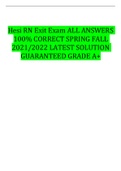 Hesi RN Exit Exam ALL ANSWERS 100% CORRECT SPRING FALL 2021/2022 LATEST SOLUTION GUARANTEED GRADE A+