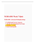 NURS 6501 Week 7 Quiz-(Latest 3 Versions), NURS 6501/ NURS 6501N Quiz 7, Advanced Pathophysiology