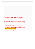 NURS 6501 Week 2 Quiz-(Latest 3 Versions), NURS 6501/ NURS 6501N Quiz 2, Advanced Pathophysiology