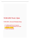 NURS 6501/ NURS 6501N  Quizzes (Week 1 to Week 11), Midterm, Final Exam, Latest 2022, Best for Exam, Secure bettergrades. NURS 6501 Advanced Pathophysiology, Walden Univ.