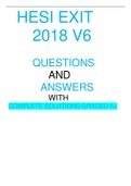 HESI EXIT 2018 V6 QUESTIONS AND ANSWERS WITH COMPLETE SOLUTIONS GRADED A+