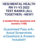 HESI MENTAL HEALTH RN V1-V3 2022 TEST BANKS (ALL TOGETHER) –NEW!!