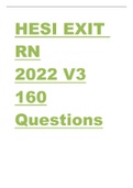 HESI EXIT RN 2022 V3 160 Questions With ALL the CORRECT Answers 100% Grade A+