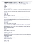 (Answered)NSCA CSCS Nutrition Multiple choice(Sample multiple choice questions. Addresses content in the Scientific Foundations Nutrition Domain as outlined in the Exam Content Description Booklet)