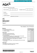 AQA AS BIOLOGY Paper 2 QP 2021 & AQA AS BIOLOGY 7401/2 Paper 2 Mark scheme June 2021