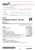 AQA GCSE COMBINED SCIENCE: TRILOGY Higher Tier Biology Paper  2H JUNE 2021 QP