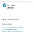 Pearson Edexcel Mark Scheme (Results) January 2022 Pearson Edexcel International GCSE In English Literature (4ET1) Paper 1: Poetry and Modern Prose