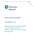 Pearson Edexcel Mark Scheme (Results) November 2021 Pearson Edexcel International GCSE In English Literature (4ET1) Paper 2: Modern Drama and Literary Heritage Texts