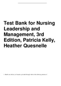 Test Bank for Nursing Leadership and Management, 3rd Edition, Patricia Kelly, Heather Quesnelle