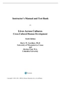  Test Bank for Lives Across Cultures Cross-Cultural Human Development Sixth Edition  Harry W. Gardiner, Ph.D  University of Wisconsin-La Crosse   and  Alexina Chai, M.A