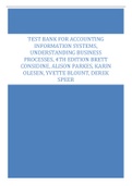 TEST BANK FOR ACCOUNTING  INFORMATION SYSTEMS, UNDERSTANDING BUSINESS  PROCESSES, 4TH EDITION BRETT  CONSIDINE, ALISON PARKES, KARIN  OLESEN, YVETTE BLOUNT, DEREK  SPEER