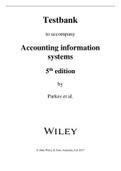 Testbank to accompany Accounting information  systems 5 th edition by Parkes et al