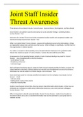 Joint Staff Insider Threat Awareness Study Guide 2022 With Complete Solution