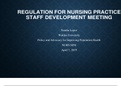 REGULATION FOR NURSING PRACTICE STAFF DEVELOPMENT MEETING