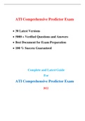 Comprehensive Predictor Exam (A.T.I) (30 Latest Versions - 2022) |Real Exam + Practice Exam, Verified Q & A, Best Document, Download to Secure “HIGHSCORE”|