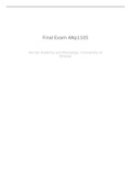 Human Anatomy and Physiology I final exam ANP1105(ALL ANSWERS ARE CORRECT!!!)