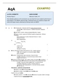 AqA EXAMPRO A-LEVEL CHEMISTRY PRACTICE PAPER 2 MARK SCHEME SUMMER 2022 100% CORRECT.