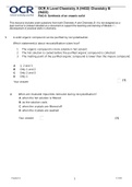 OCR A Level Chemistry A (H432) Chemistry B (H433) PAG 6: Synthesis of an organic solid Practice Exam Questions and Mark Scheme